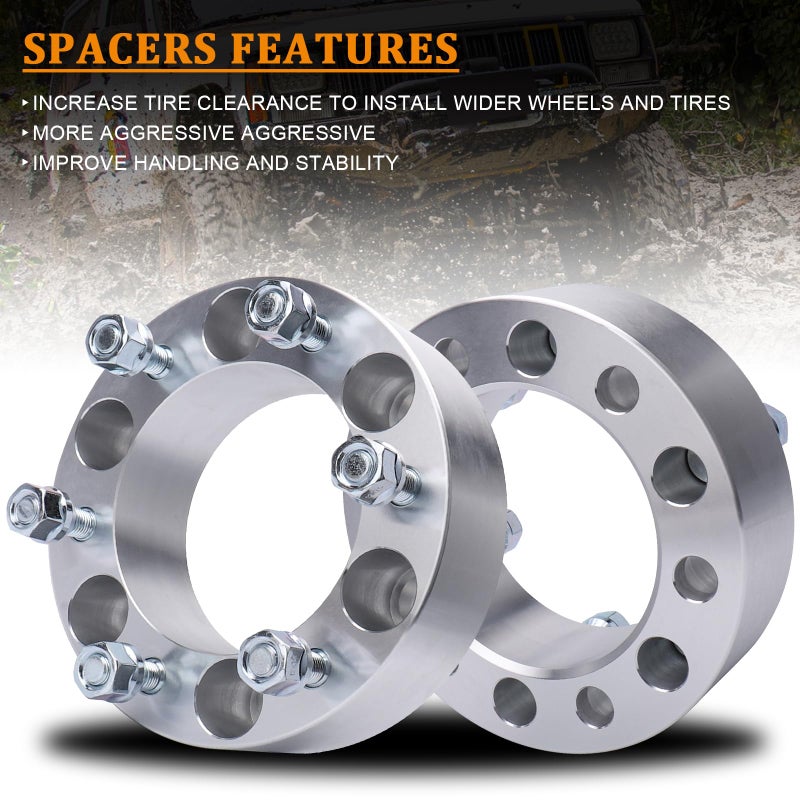 BRTEC 2in 6x5.5 Wheel Spacers, 2pcs 6x139.7 M12x1.5 Studs 108mm Center Bore Spacerï¼ŒCompatible for 2005-2015 Toyota Tacoma 4WD/ 88-09 4-Runner, for 96-97 Lexus LX450/ 03-09 GX470 - Image 5
